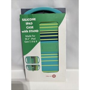 Komar Silicon Blue/Green Stripes Kids' iPad Case w/Stand 10.2" iPad‎ 7,8,&9